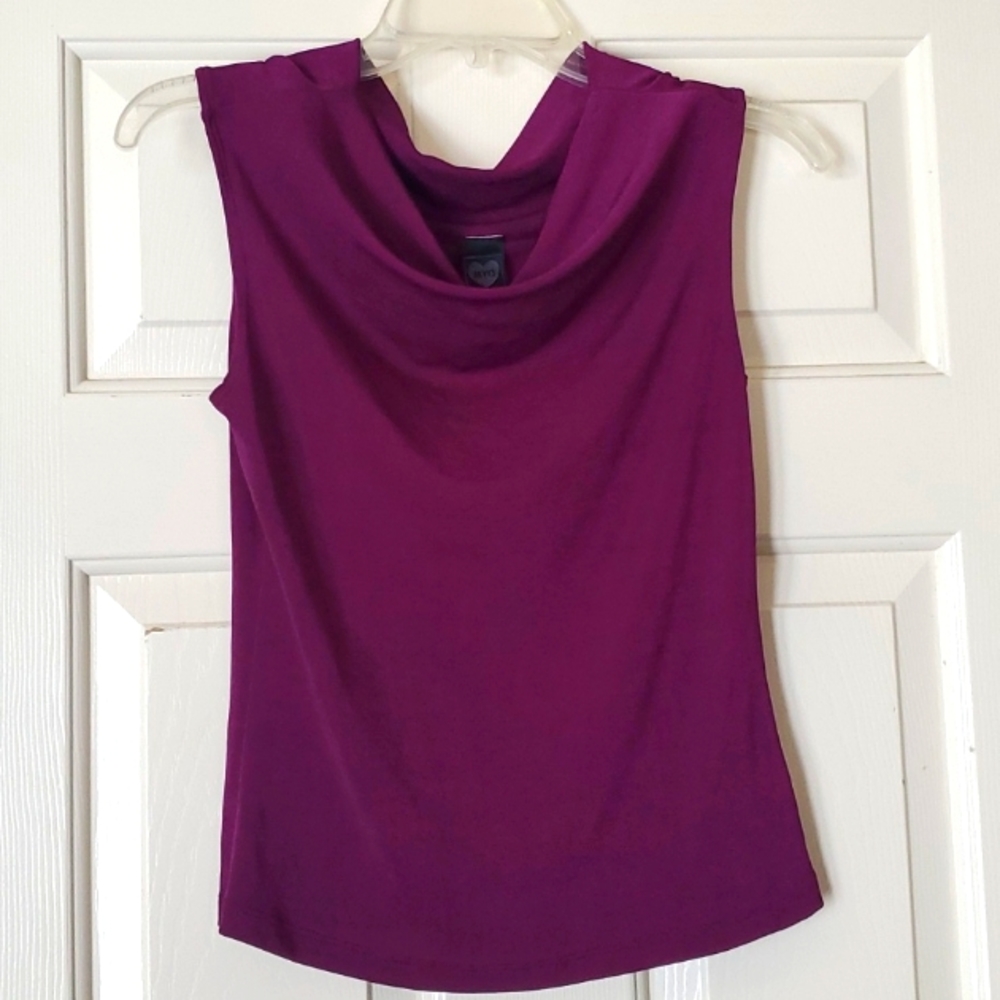 MYO INDIGO, SLEEVELESS, STRETCHABLE, DRAPING BUSTLINE BLOUSE SIZE M